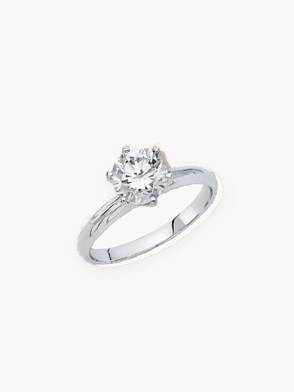 14K White Gold CZ Solitaire Engagement Ring Size 7 By Tehrani Jewelry